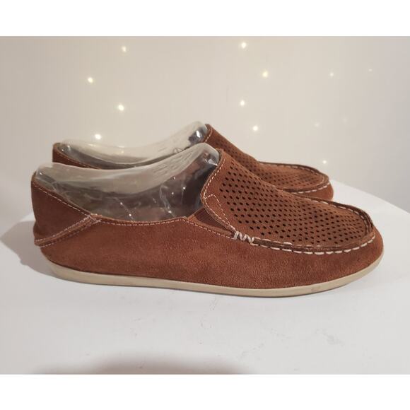 OluKai Nohea Perf Suede Slip On Shoes Womens Size 7.5 Brown Casual Comfort Flats - Picture 5 of 9